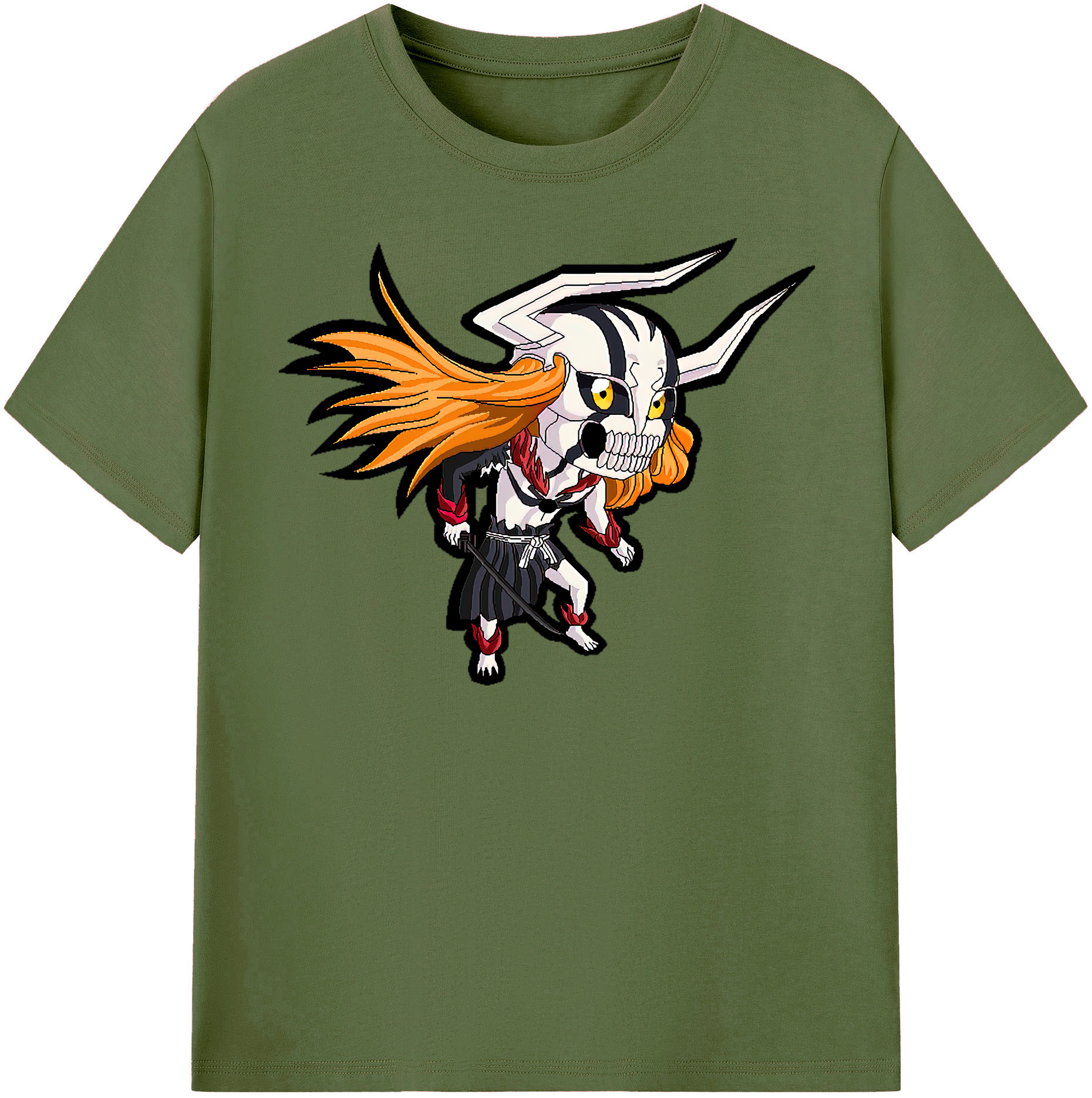 （画像用） ブリーチ 黒崎一護（くろさき いちご）BLEACH Kurosaki Ichigo 綿100％半袖Tシャツ（フロントプリント）